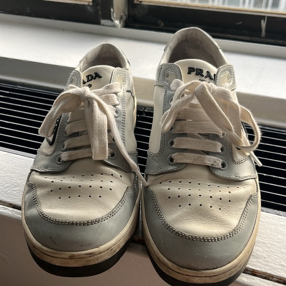 Blue/grey Downtown Leather Prada sneakers - Picture 6 of 6